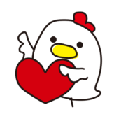 赤いハートを持っているにわとり