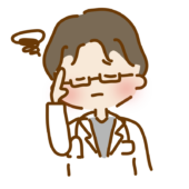 頭を抱えるゆるくて可愛い男性のお医者さん