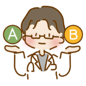 AとBの治療方針を説明するゆるくて可愛い男性のお医者さん