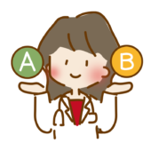 AとBの治療方針を説明するゆるくて可愛い女性のお医者さん