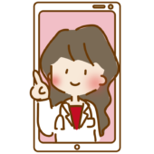携帯電話でオンライン診療をするゆるくて可愛い女性のお医者さん
