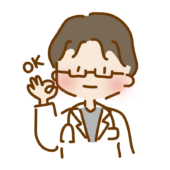 OKサインを出すゆるくて可愛い男性のお医者さん