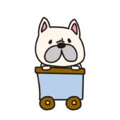 列車に乗ったフレンチブルドッグ