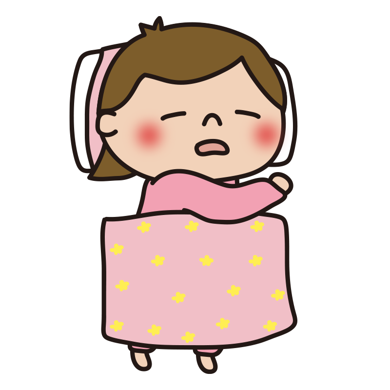 布団で眠る子供（女の子1）