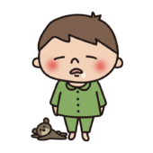 パジャマを着た眠そうな子供（男の子2）