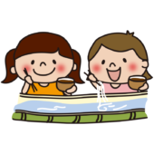 そうめん流しをする子供たち（女の子）