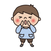 皆を呼んでいるスモックを着た幼稚園児（男の子2）