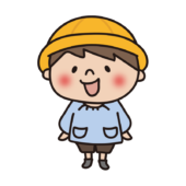 通園帽子をかぶってスモックを着た幼稚園児（男の子2）