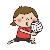バレーボールでレシーブをしている子供（女の子）