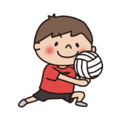 バレーボールでレシーブをしている子供（男の子）