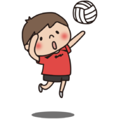 バレーボールでサーブをする子供（男の子）