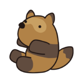 コロンとした大きなタヌキのぬいぐるみ