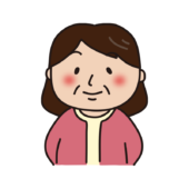ピンクのカーディガンを着たおばさん