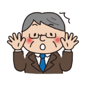 驚いている茶色いスーツを着た眼鏡のおじさん