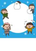【チラシテンプレート】雪の中で遊ぶ子供たち2