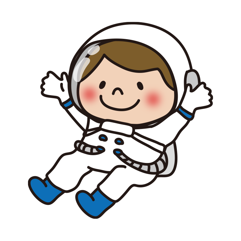 宇宙服を着てふわふわ浮いている子供
