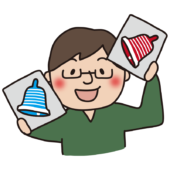 ベルマークを持っている男性