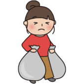 2つのゴミ袋を出す大人の女性