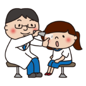 学校の健康診断で目を検査するお医者さん1