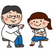 学校の健康診断で聴診するお医者さん1