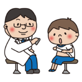 学校の健康診断で聴診するお医者さん2