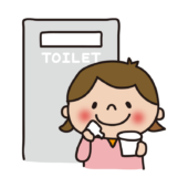 尿検査のための採尿をする子供（女の子）