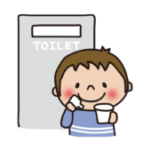 尿検査のための採尿をする子供（男の子）