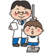 学校で身長測定をする子供（男の子）