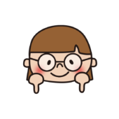 下を指さす眼鏡の女の子