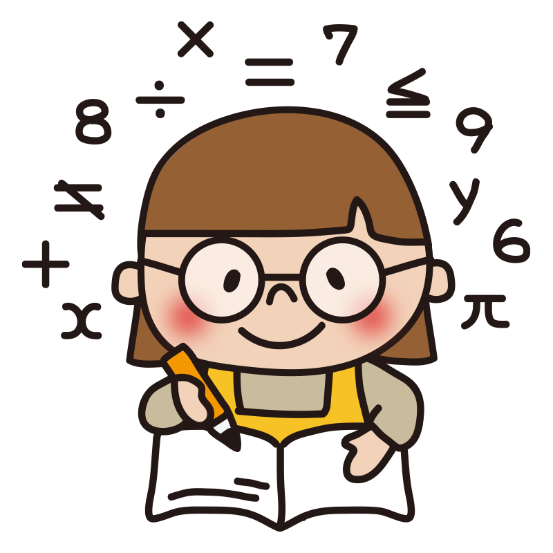 数学を勉強する眼鏡の女の子