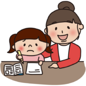 娘に勉強を教えるママ