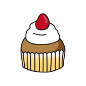 苺と生クリームのカップケーキ