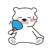 暑くてうちわを扇ぐ白クマ