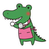 お化粧をするお母さんワニ