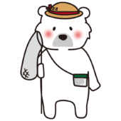 虫取り網を持っている白クマ