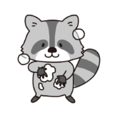 お腹を洗うアライグマ