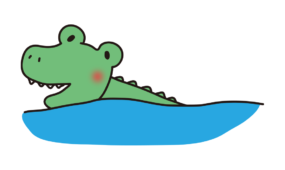 泳ぐ赤ちゃんワニ