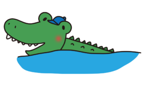 泳ぐお兄さんワニ
