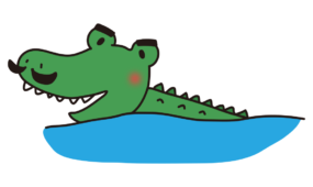 泳ぐお父さんワニ