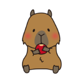 リンゴを食べるカピバラ