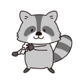 腕を洗うアライグマ