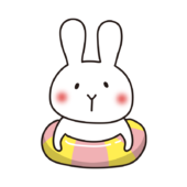 浮き輪と白いうさぎ
