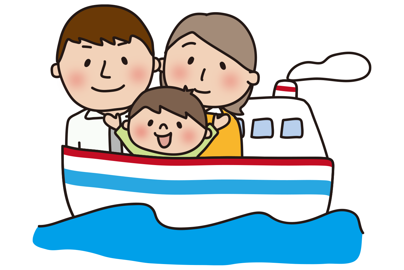 船で旅行する家族1
