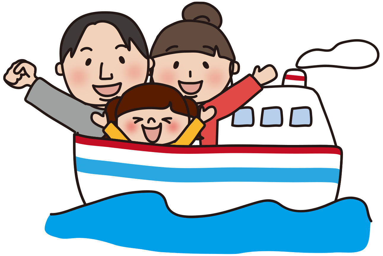 船で旅行する家族2
