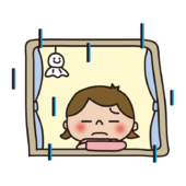 雨の日にがっかりした顔で外を見る子供（女の子）