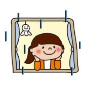 雨の日に窓から外を見つめる子供（女の子）