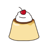 生クリームの乗ったプリン