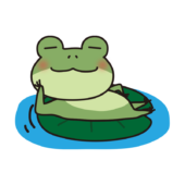 葉っぱの上で寝転んでいる蛙