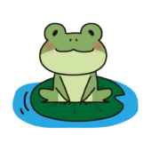 葉っぱの上に座っている蛙