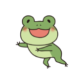 ジャンプしている蛙（横）